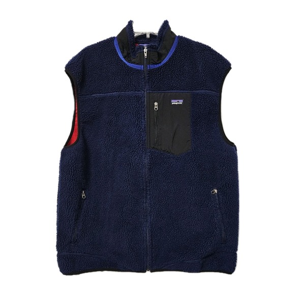 2014 Patagonia Deep Pile Fleece Vest Men's XXL Blue Mesh Lining VTG Grandpacore